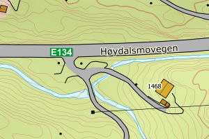 Kartbilde fra WMS-tjeneste av avviket