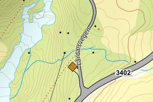 Kartbilde fra WMS-tjeneste av avviket