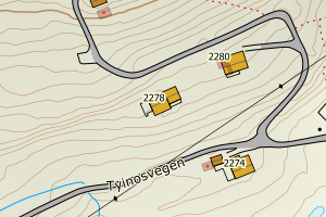 Kartbilde fra WMS-tjeneste av avviket