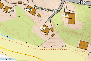 Kartbilde fra WMS-tjeneste av avviket