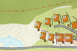Kartbilde fra WMS-tjeneste av avviket