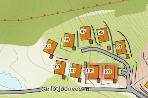 Kartbilde fra WMS-tjeneste av avviket