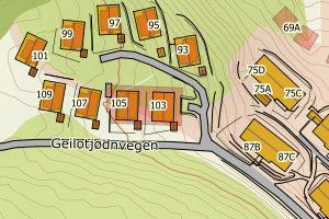 Kartbilde fra WMS-tjeneste av avviket