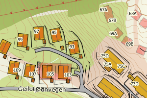 Kartbilde fra WMS-tjeneste av avviket