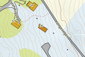 Kartbilde fra WMS-tjeneste av avviket