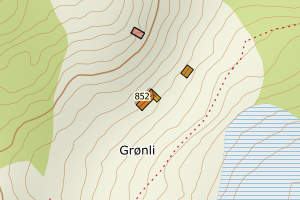 Kartbilde fra WMS-tjeneste av avviket