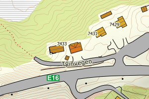 Kartbilde fra WMS-tjeneste av avviket