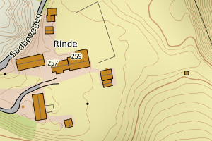 Kartbilde fra WMS-tjeneste av avviket