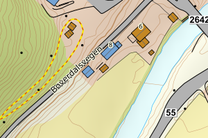 Kartbilde fra WMS-tjeneste av avviket