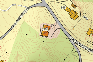 Kartbilde fra WMS-tjeneste av avviket