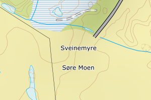 Kartbilde fra WMS-tjeneste av avviket