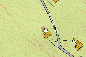 Kartbilde fra WMS-tjeneste av avviket