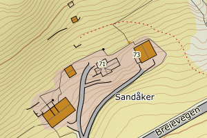 Kartbilde fra WMS-tjeneste av avviket