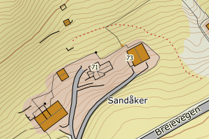 Kartbilde fra WMS-tjeneste av avviket