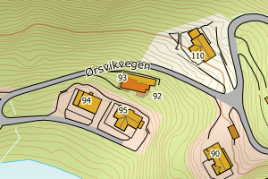 Kartbilde fra WMS-tjeneste av avviket