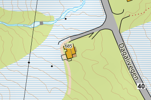 Kartbilde fra WMS-tjeneste av avviket