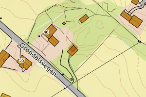 Kartbilde fra WMS-tjeneste av avviket