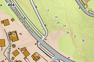 Kartbilde fra WMS-tjeneste av avviket