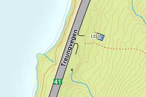 Kartbilde fra WMS-tjeneste av avviket