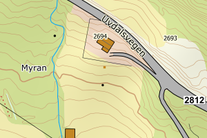 Kartbilde fra WMS-tjeneste av avviket