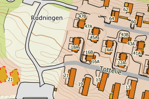 Kartbilde fra WMS-tjeneste av avviket