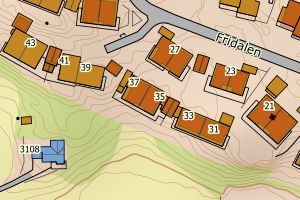 Kartbilde fra WMS-tjeneste av avviket