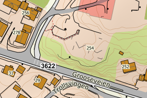 Kartbilde fra WMS-tjeneste av avviket