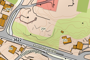 Kartbilde fra WMS-tjeneste av avviket