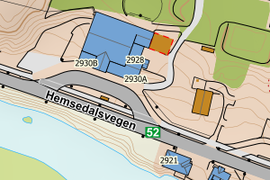 Kartbilde fra WMS-tjeneste av avviket