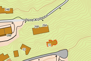 Kartbilde fra WMS-tjeneste av avviket