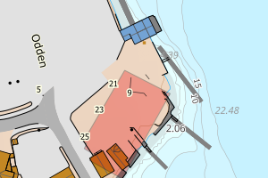 Kartbilde fra WMS-tjeneste av avviket