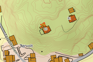 Kartbilde fra WMS-tjeneste av avviket