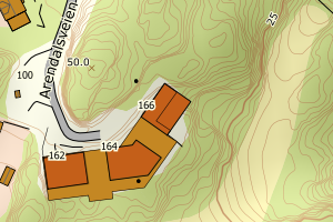 Kartbilde fra WMS-tjeneste av avviket