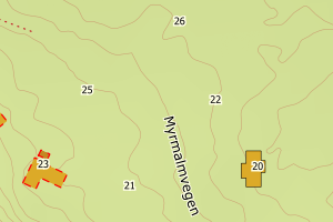 Kartbilde fra WMS-tjeneste av avviket