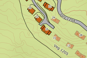 Kartbilde fra WMS-tjeneste av avviket