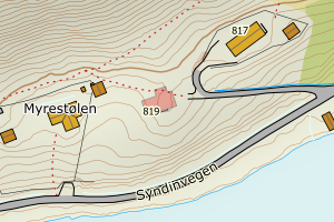 Kartbilde fra WMS-tjeneste av avviket