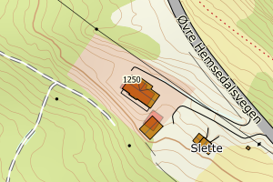 Kartbilde fra WMS-tjeneste av avviket