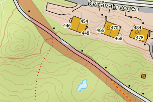 Kartbilde fra WMS-tjeneste av avviket