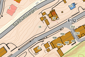 Kartbilde fra WMS-tjeneste av avviket