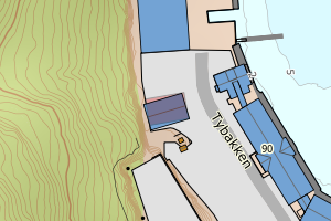 Kartbilde fra WMS-tjeneste av avviket