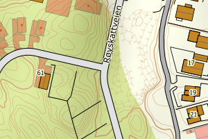 Kartbilde fra WMS-tjeneste av avviket