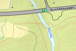 Kartbilde fra WMS-tjeneste av avviket
