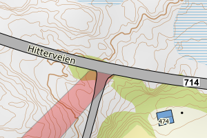 Kartbilde fra WMS-tjeneste av avviket