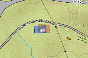 Kartbilde fra WMS-tjeneste av avviket