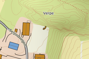 Kartbilde fra WMS-tjeneste av avviket