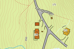 Kartbilde fra WMS-tjeneste av avviket