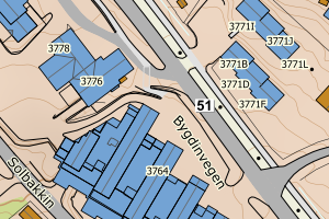 Kartbilde fra WMS-tjeneste av avviket