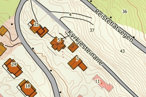 Kartbilde fra WMS-tjeneste av avviket