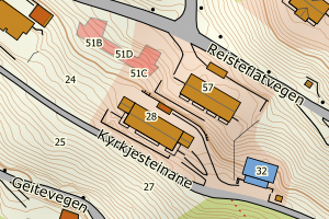 Kartbilde fra WMS-tjeneste av avviket