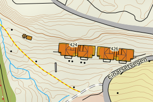 Kartbilde fra WMS-tjeneste av avviket
